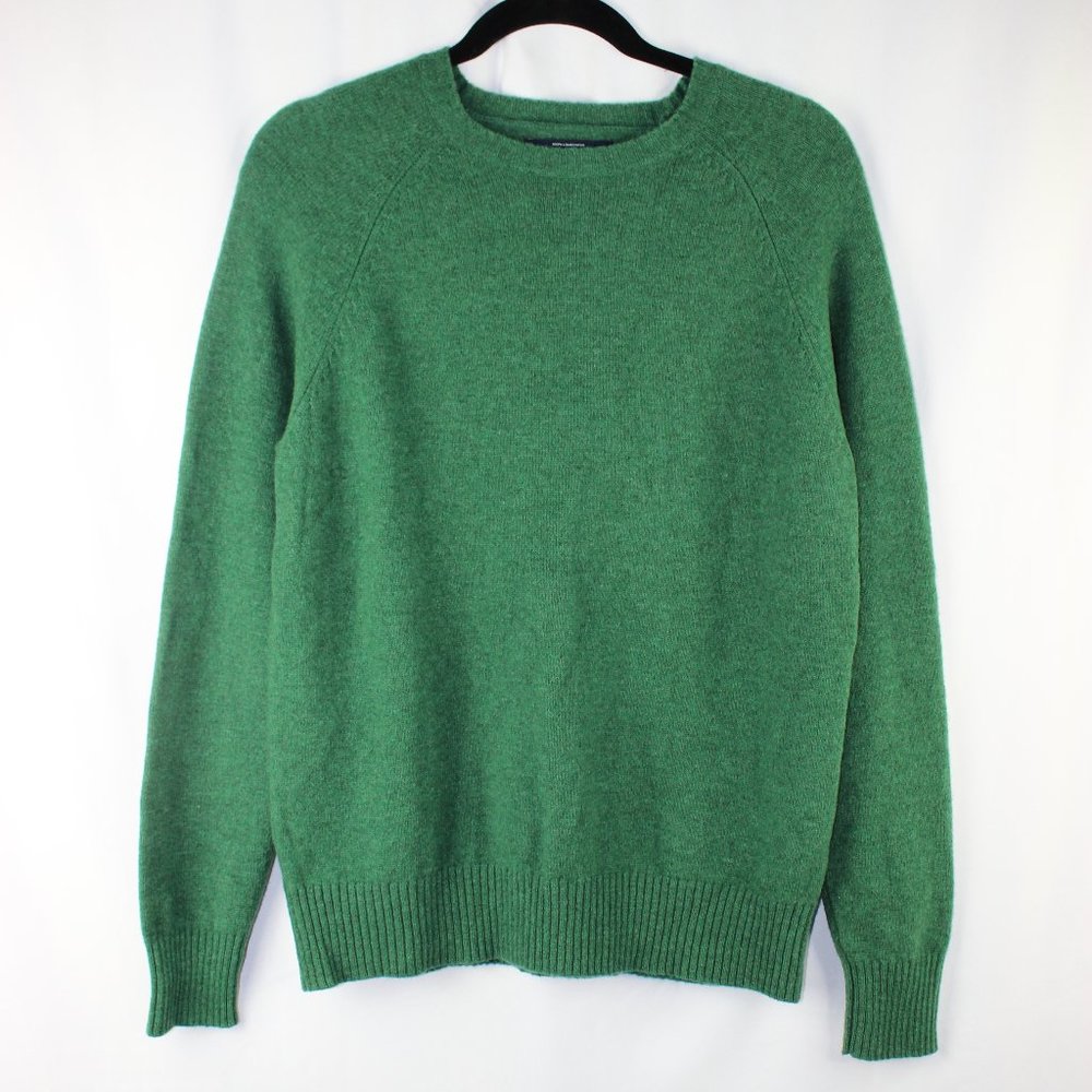 J Crew 100% Lambswool green Crewneck Sweater